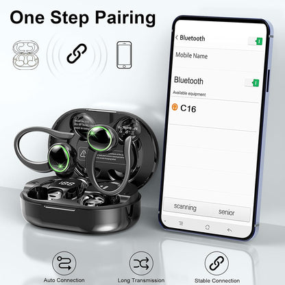 Wireless Earbuds, Bluetooth 5.4 Headphones Sports, 50H Playback Over-Ear Buds with ENC Noise Cancelling Mic, Deep Bass Fitness Earphones with Earhooks, IP7 Waterproof Headset for Running Workout Gym